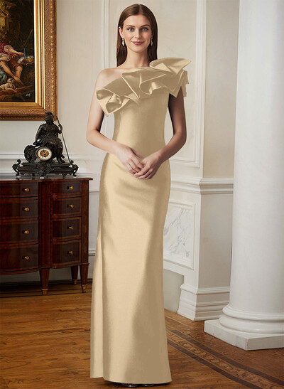 Sheath/Column One-Shoulder Sleeveless Satin Mother Of The Bride Dresses