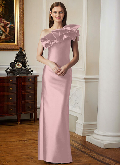 Sheath/Column One-Shoulder Sleeveless Satin Mother Of The Bride Dresses