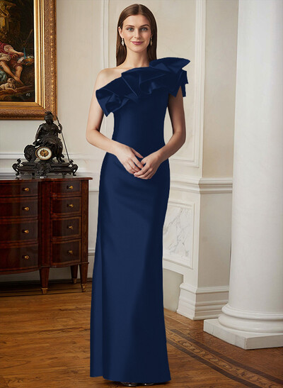Sheath/Column One-Shoulder Sleeveless Satin Mother Of The Bride Dresses