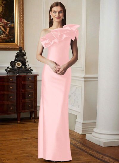 Sheath/Column One-Shoulder Sleeveless Satin Mother Of The Bride Dresses