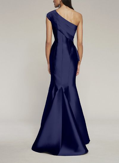One-Shoulder Sleeveless Sweep Train Satin Mother Of The Bride Dresses