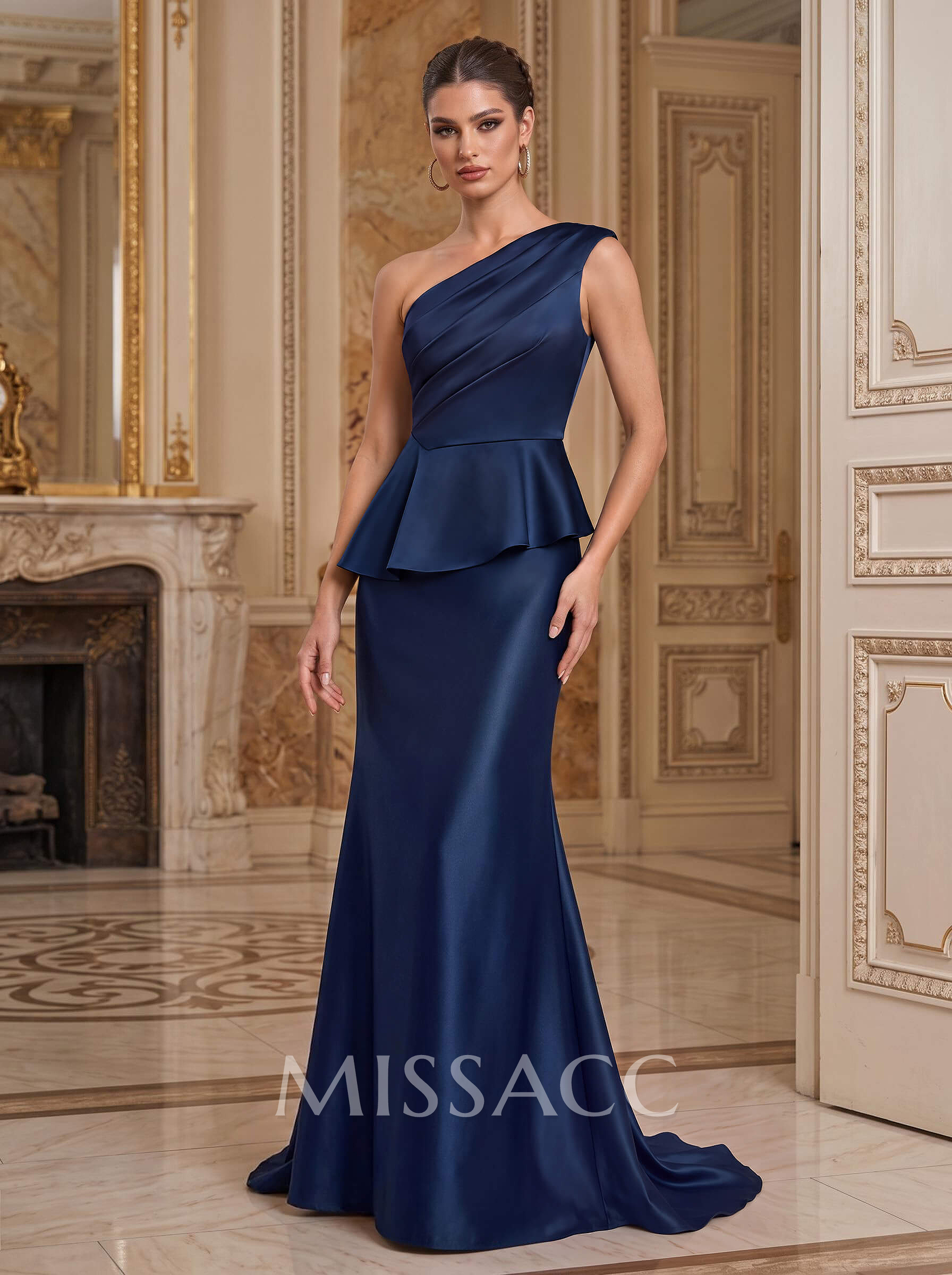 One-Shoulder Sleeveless Sweep Train Satin Mother Of The Bride Dresses One-Shoulder Sleeveless Sweep Train Satin Mother Of The Bride Dresses