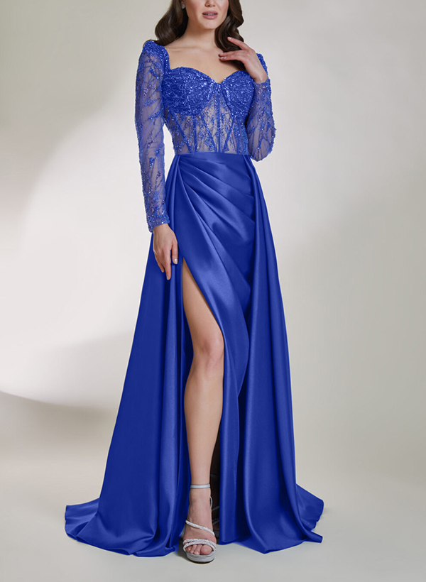 A-Line Sweetheart Long Sleeves Mother Of The Bride Dresses With Split Front