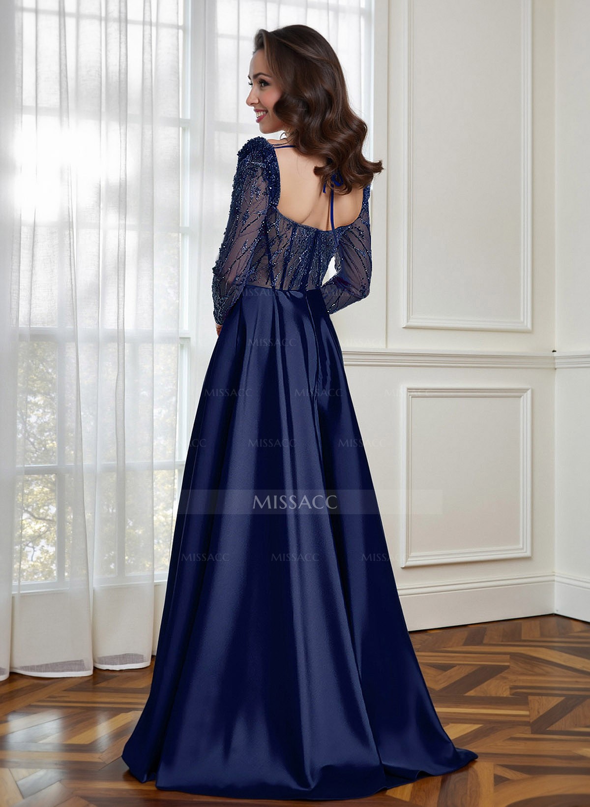 A-Line Sweetheart Long Sleeves Mother Of The Bride Dresses With Split Front