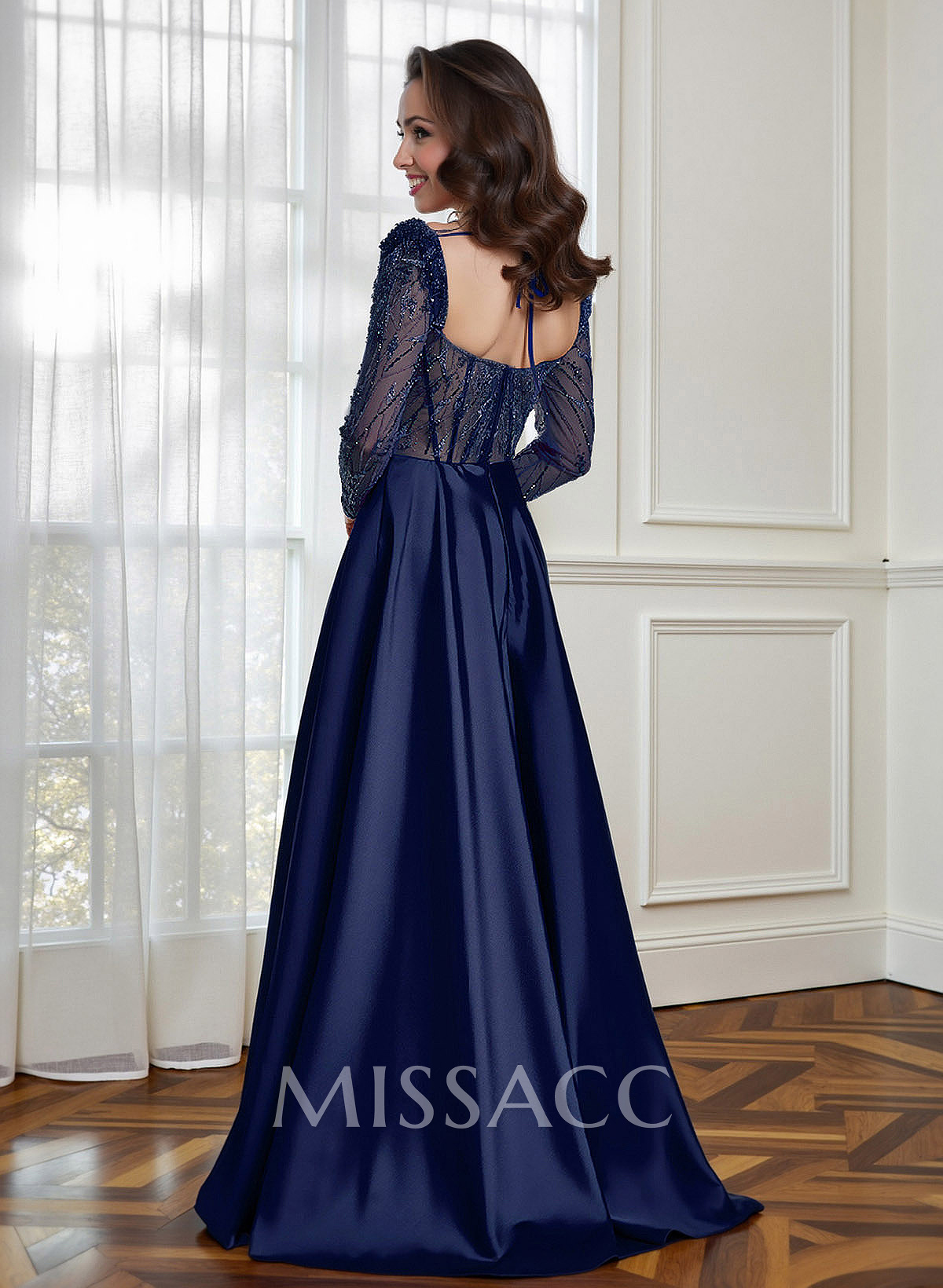 A-Line Sweetheart Long Sleeves Mother Of The Bride Dresses With Split Front