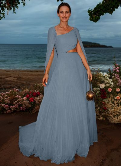 Simple Pleated Chiffon A-Line Mother Of The Bride Dresses With Cape