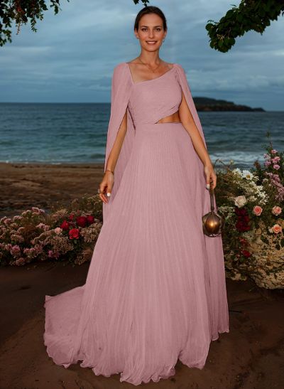 Simple Pleated Chiffon A-Line Mother Of The Bride Dresses With Cape