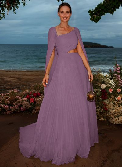 Simple Pleated Chiffon A-Line Mother Of The Bride Dresses With Cape