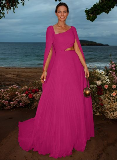 Simple Pleated Chiffon A-Line Mother Of The Bride Dresses With Cape