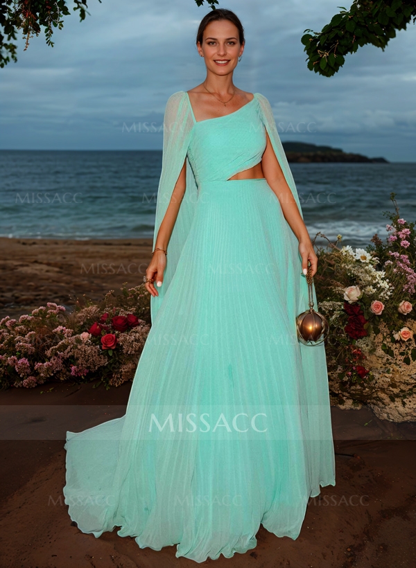 Simple Pleated Chiffon A-Line Mother Of The Bride Dresses With Cape