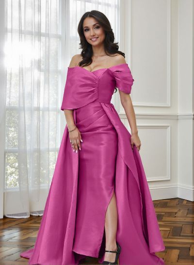 Wrap Satin Off-The-Shoulder Mother Of The Bride Dresses