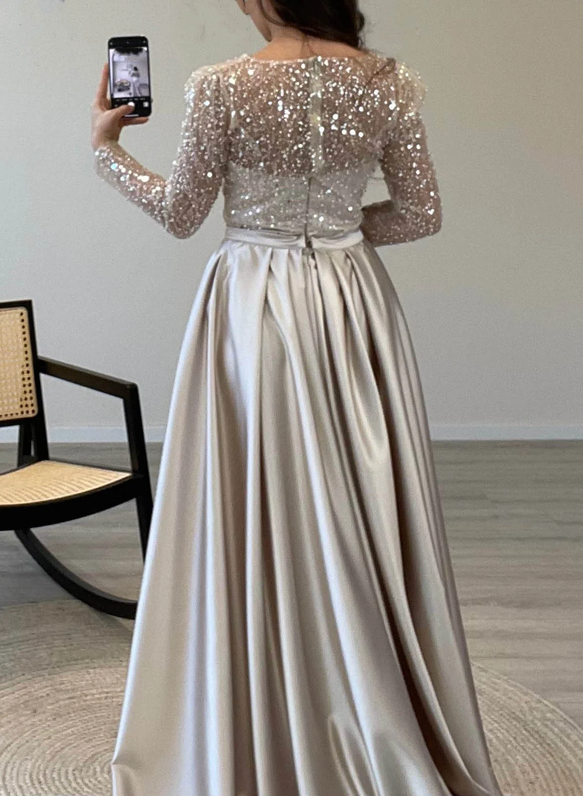 glitter long sleeve prom dress Jovani Black Glitter Long Sleeve High Neck Prom Gown Dress