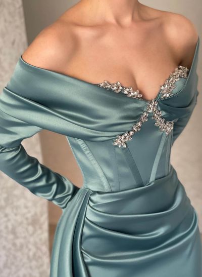 Long Sleeves Off-The-Shoulder Trumpet/Mermaid Prom Dresses