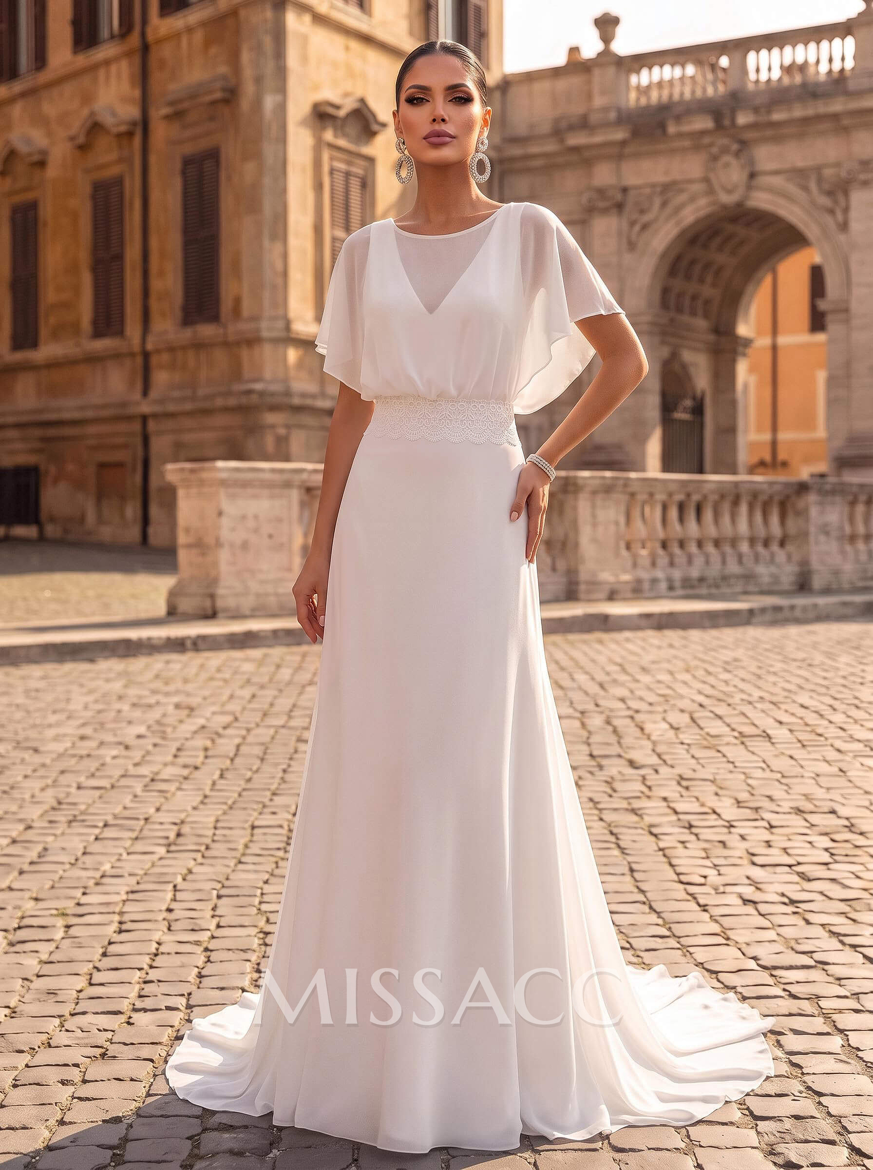 Boho Lace Open Back A-Line Wrap Wedding Dresses Boho Lace Open Back A-Line Wrap Wedding Dresses