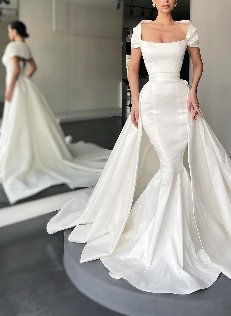 Simple Satin Wrap Elegant Wedding Dresses