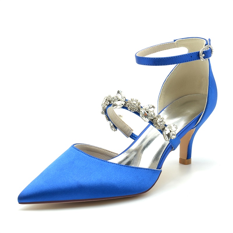 Closed Toe Ankle Strap Heel Wedding Shoes/Party Shoes With Rhinestone