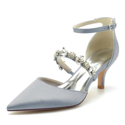 Closed Toe Ankle Strap Heel Wedding Shoes/Party Shoes With Rhinestone