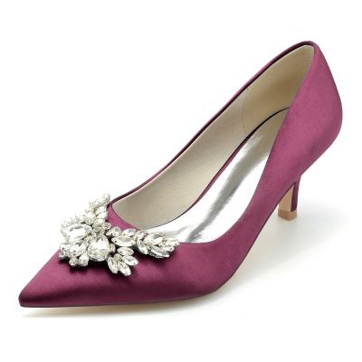 Closed Toe Kitten Heel Wedding Shoes/Party Shoes With Rhinestone