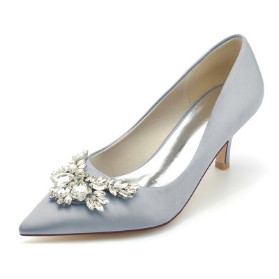 Closed Toe Kitten Heel Wedding Shoes/Party Shoes With Rhinestone
