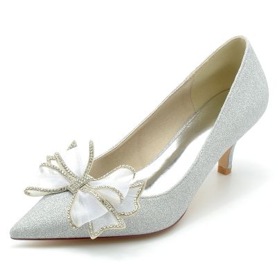 Closed Toe Kitten Heel Wedding Shoes/Party Shoes With Bowknot