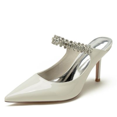 Closed Toe Patent Leather Stiletto Heel Wedding Shoes/Party Shoes With Rhinestone