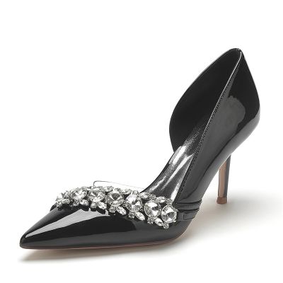 Closed Toe Patent Leather Stiletto Heel Wedding Shoes/Party Shoes With Rhinestone