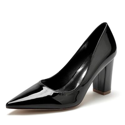 Closed Toe Patent Leather Block Heel Wedding Shoes/Party Shoes