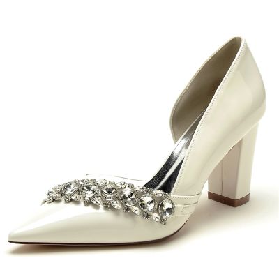 Closed Toe Block Heel Wedding Shoes/Party Shoes With Rhinestone