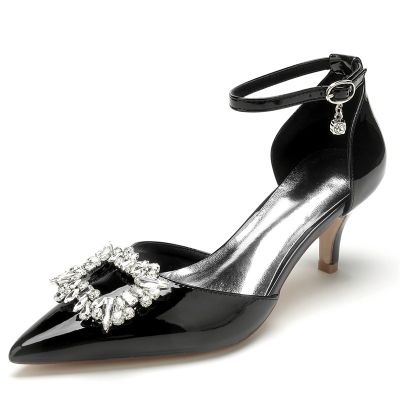 Point Toe Patent Leather Kitten Heel Wedding Shoes/Party Shoes With Rhinestone