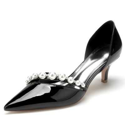 Point Toe Patent Leather Kitten Heel Wedding Shoes/Party Shoes With Pearl