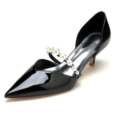 Point Toe Patent Leather Kitten Heel Wedding Shoes/Party Shoes With Pearl