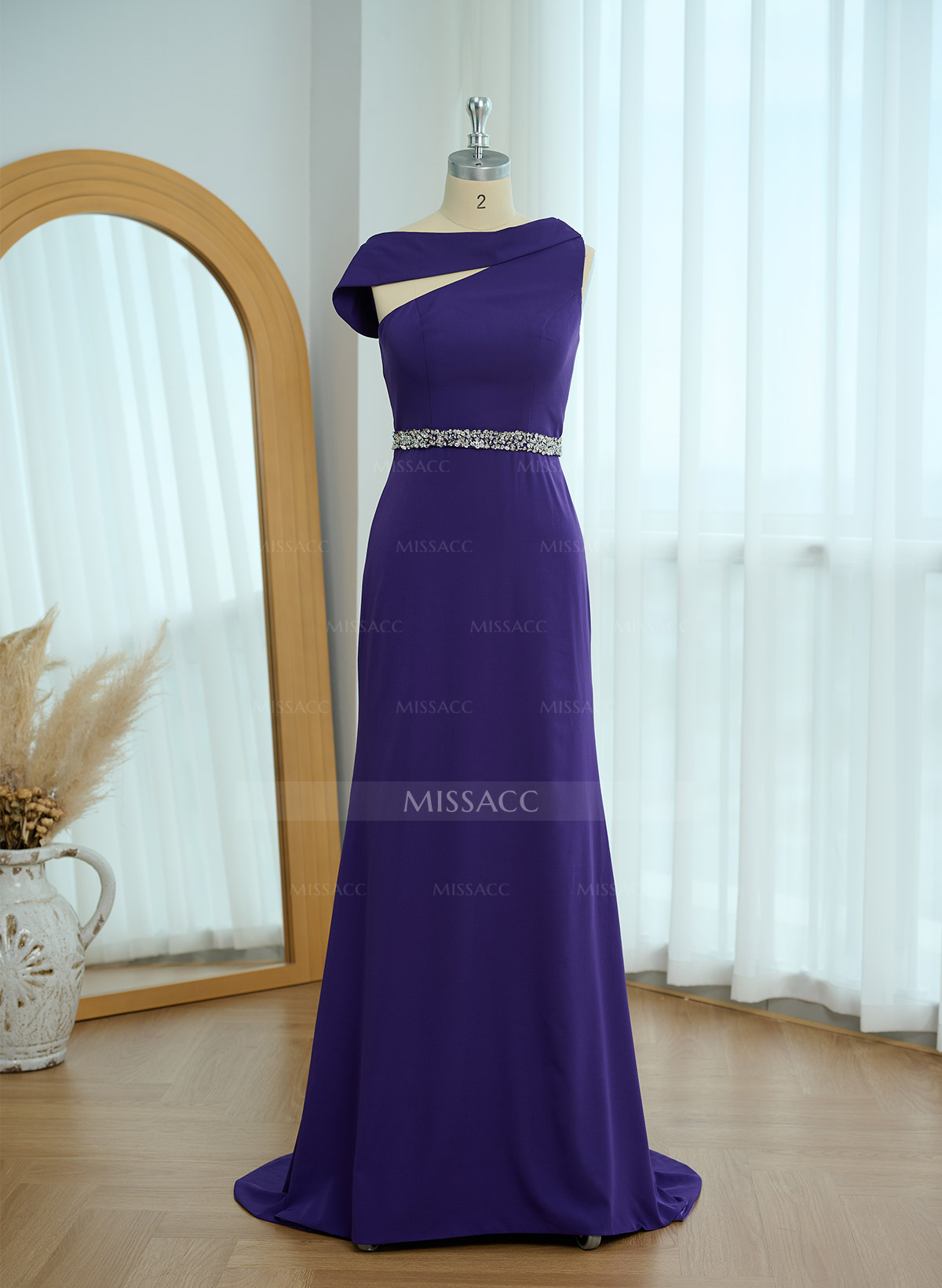 Sheath/Column Asymmetrical Sleeveless Sweep Train Bridesmaid Dresses