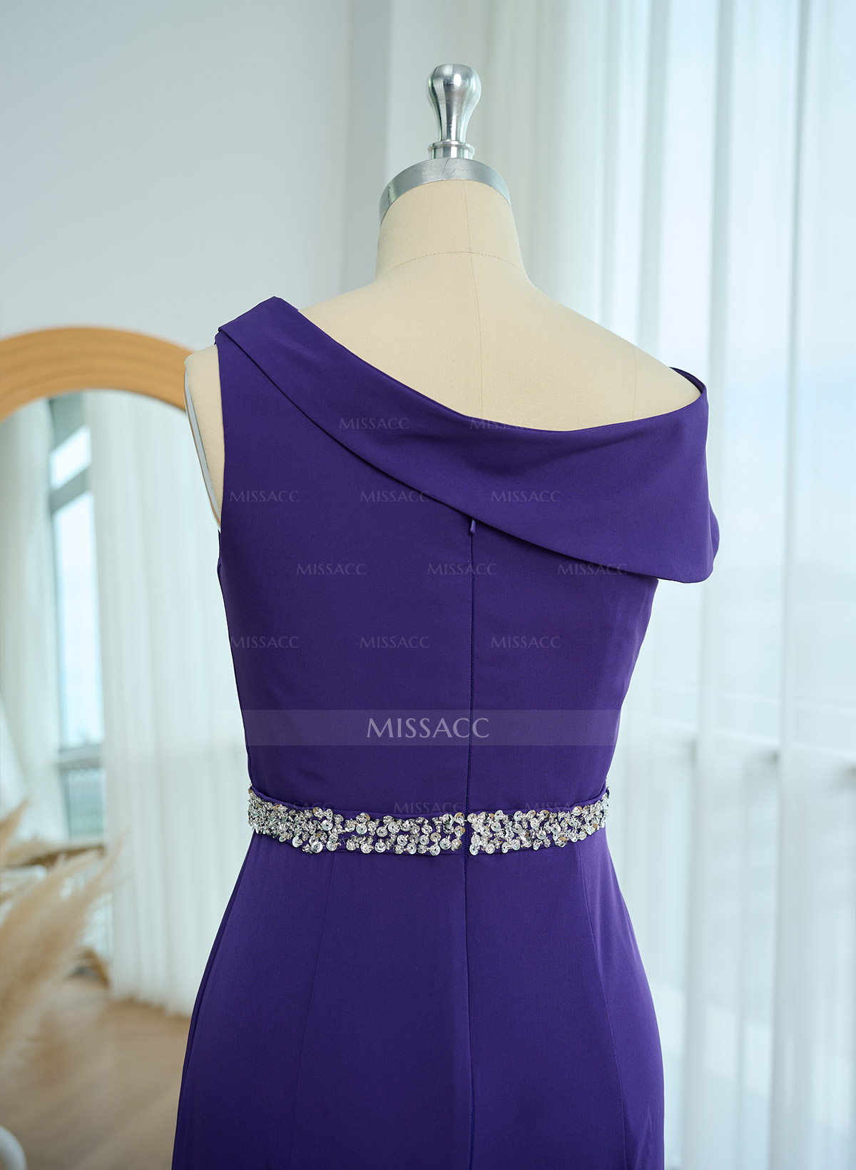 Sheath/Column Asymmetrical Sleeveless Sweep Train Bridesmaid Dresses
