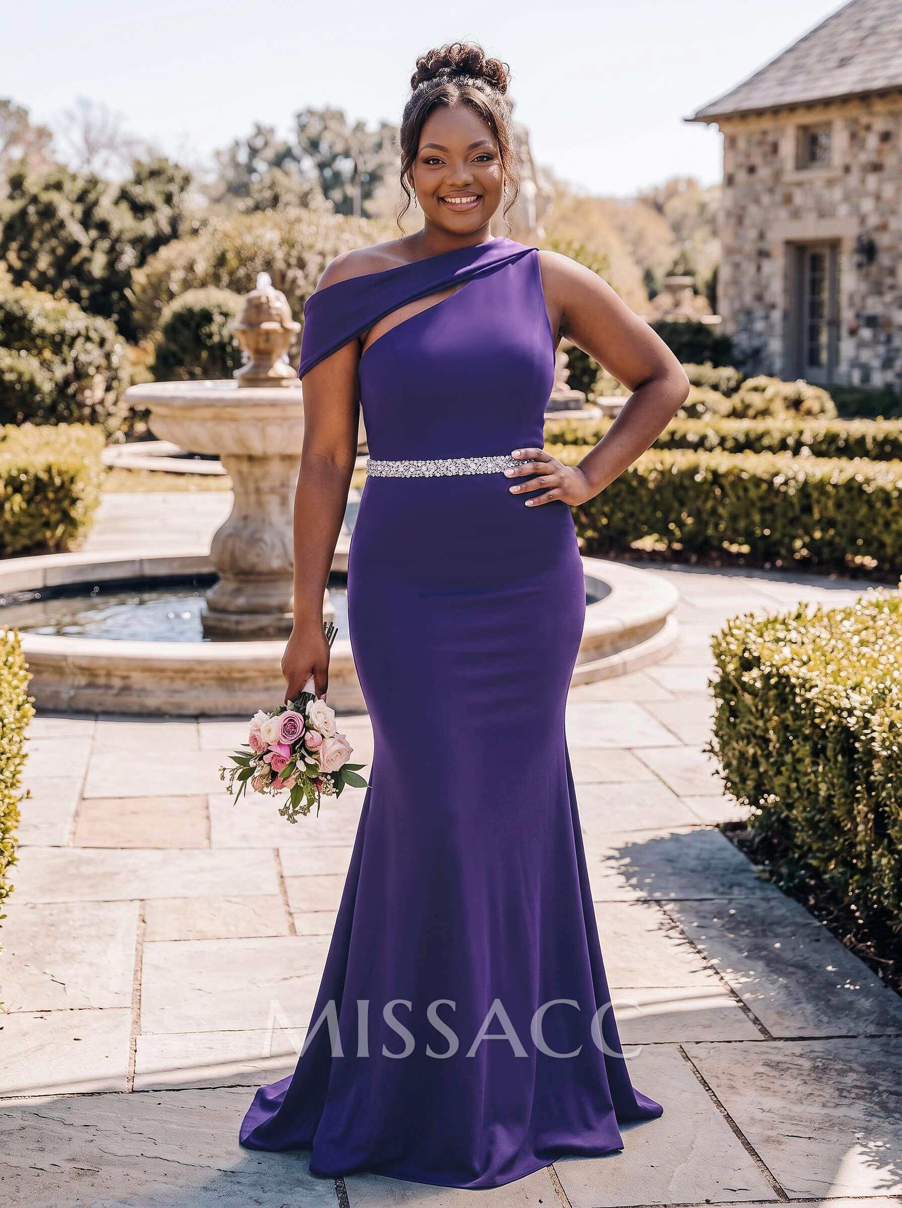 Sheath/Column Asymmetrical Sleeveless Sweep Train Bridesmaid Dresses