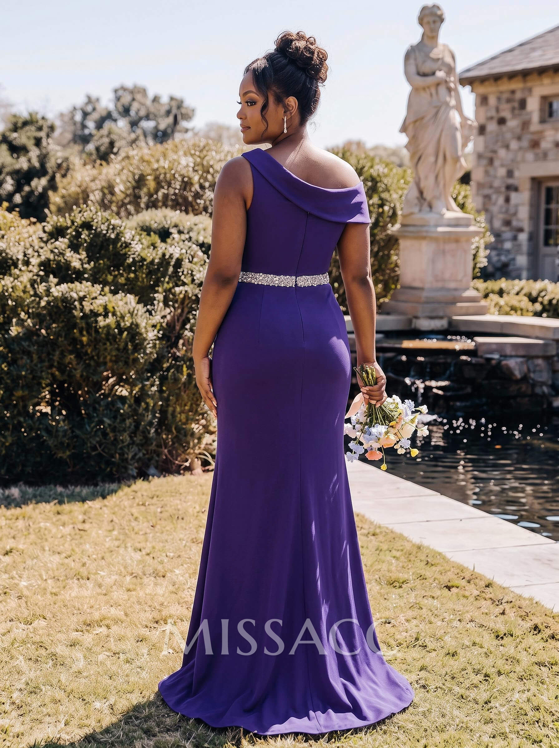 Sheath/Column Asymmetrical Sleeveless Sweep Train Bridesmaid Dresses