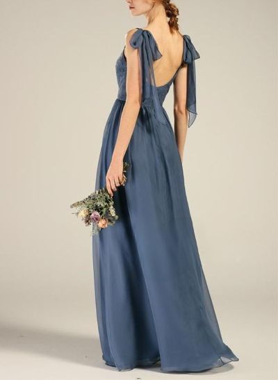 A-Line Sweetheart Sleeveless Floor-Length Chiffon Bridesmaid Dresses