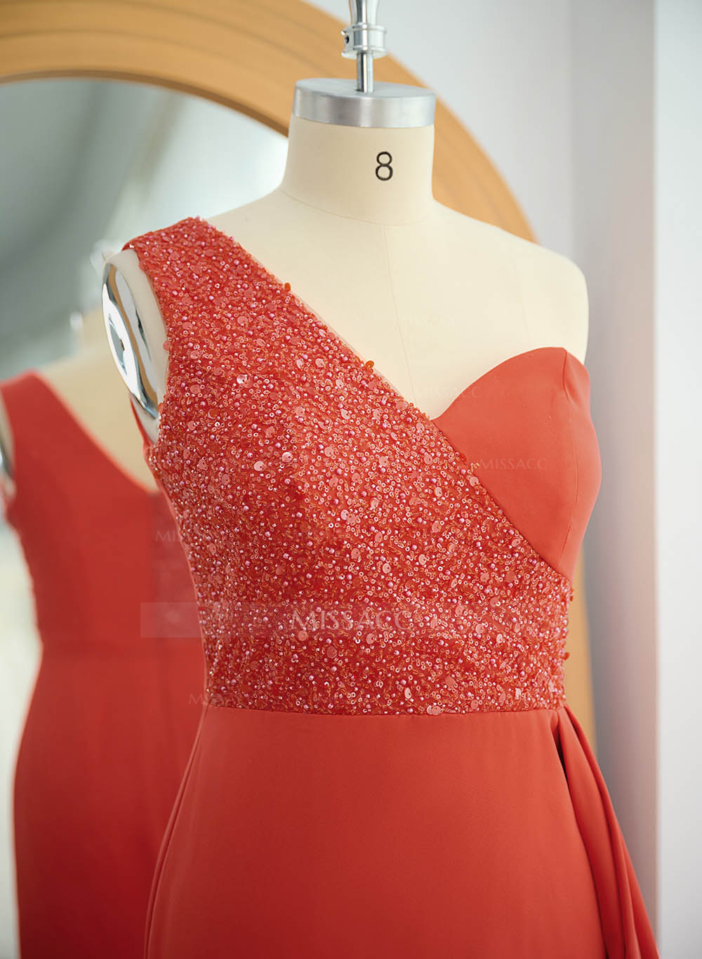 Sheath/Column One-Shoulder Elastic Satin Bridesmaid Dresses With Sequins