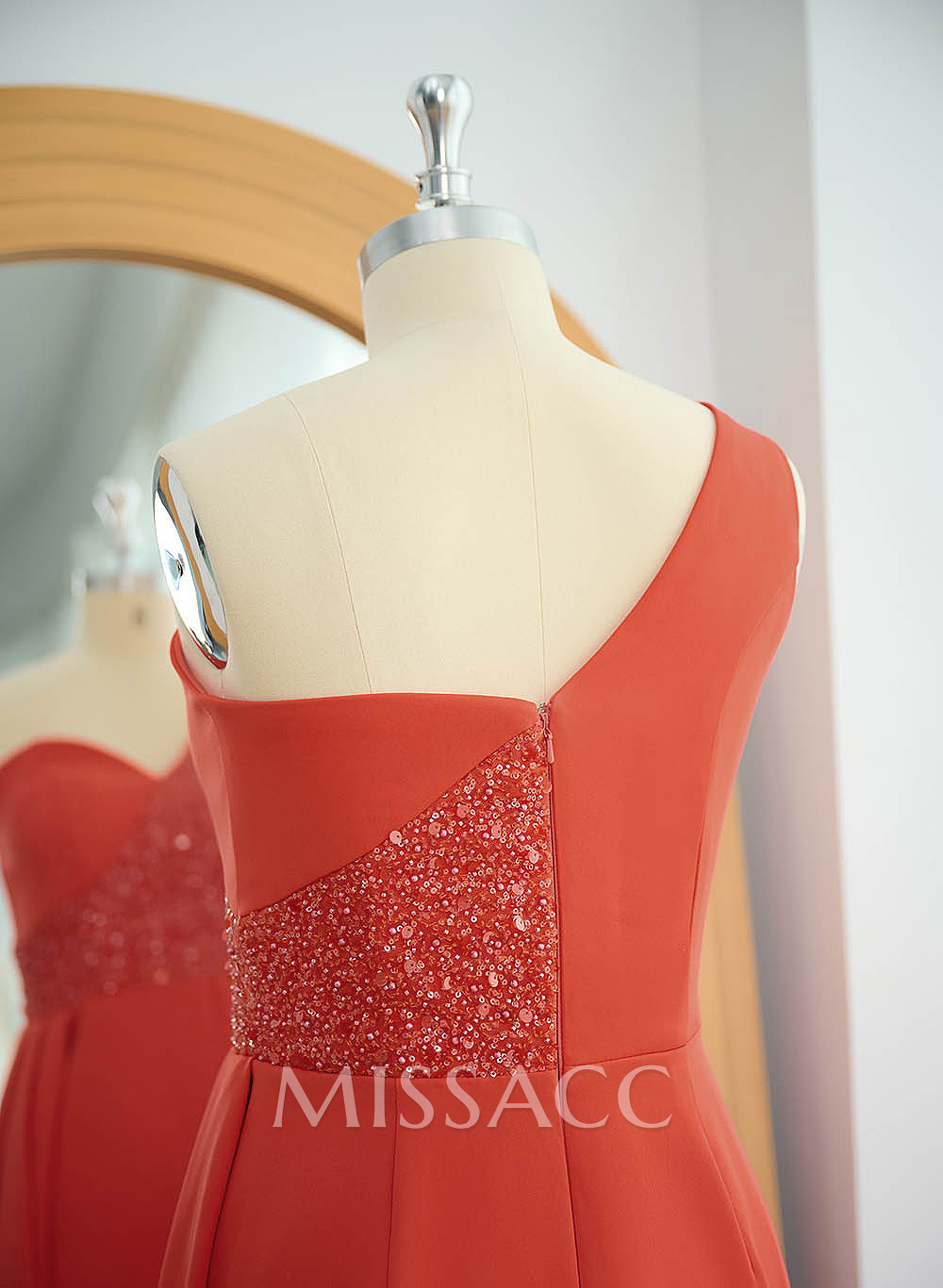 Sheath/Column One-Shoulder Elastic Satin Bridesmaid Dresses With Sequins