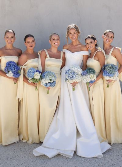 Sheath/Column Square Neckline Sleeveless Floor-Length Bridesmaid Dresses