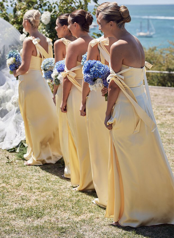 Sheath/Column Square Neckline Sleeveless Floor-Length Bridesmaid Dresses