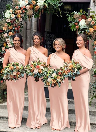 Sheath/Column Asymmetrical Sleeveless Floor-Length Bridesmaid Dresses