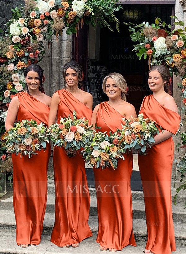 Sheath/Column Asymmetrical Sleeveless Floor-Length Bridesmaid Dresses