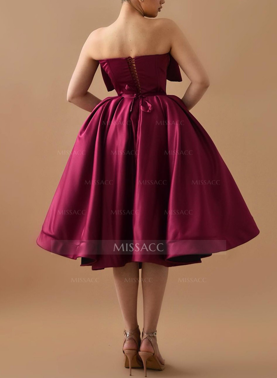 Strapless A-Line Asymmetrical Cocktail Dresses With Bow