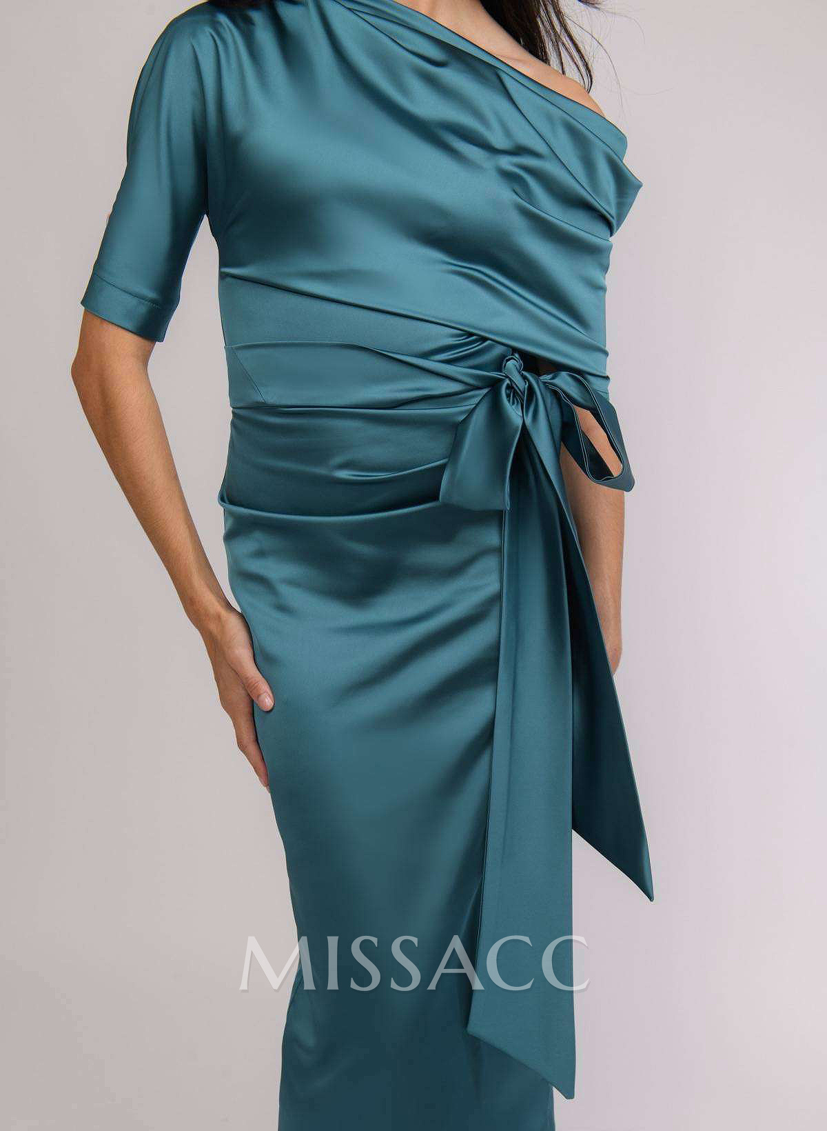 Elegant Sheath/Column Tea-Length Asymmetrical Neck Cocktail Dresses