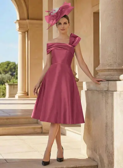 Simple Satin A-Line Knee-Length Cocktail Dresses - Missacc France