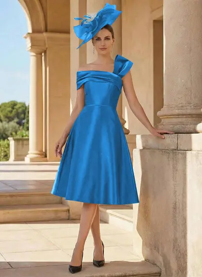 Simple Satin A-Line Knee-Length Cocktail Dresses - Missacc France Simple Satin A-Line Knee-Length Cocktail Dresses - Missacc France