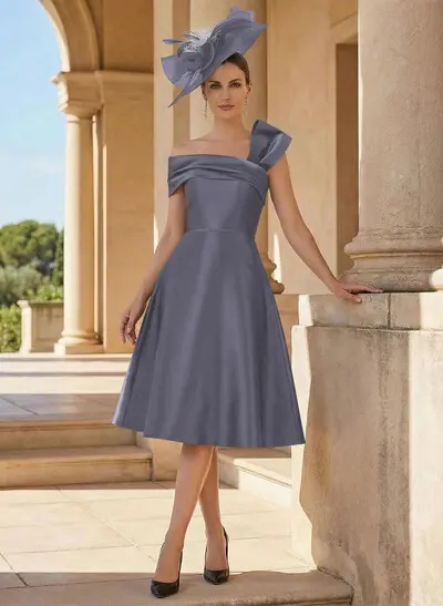 a line knee length dress A-Line Scoop Knee-Length Homecoming Dress with Red Flowers,MH476 main image 0