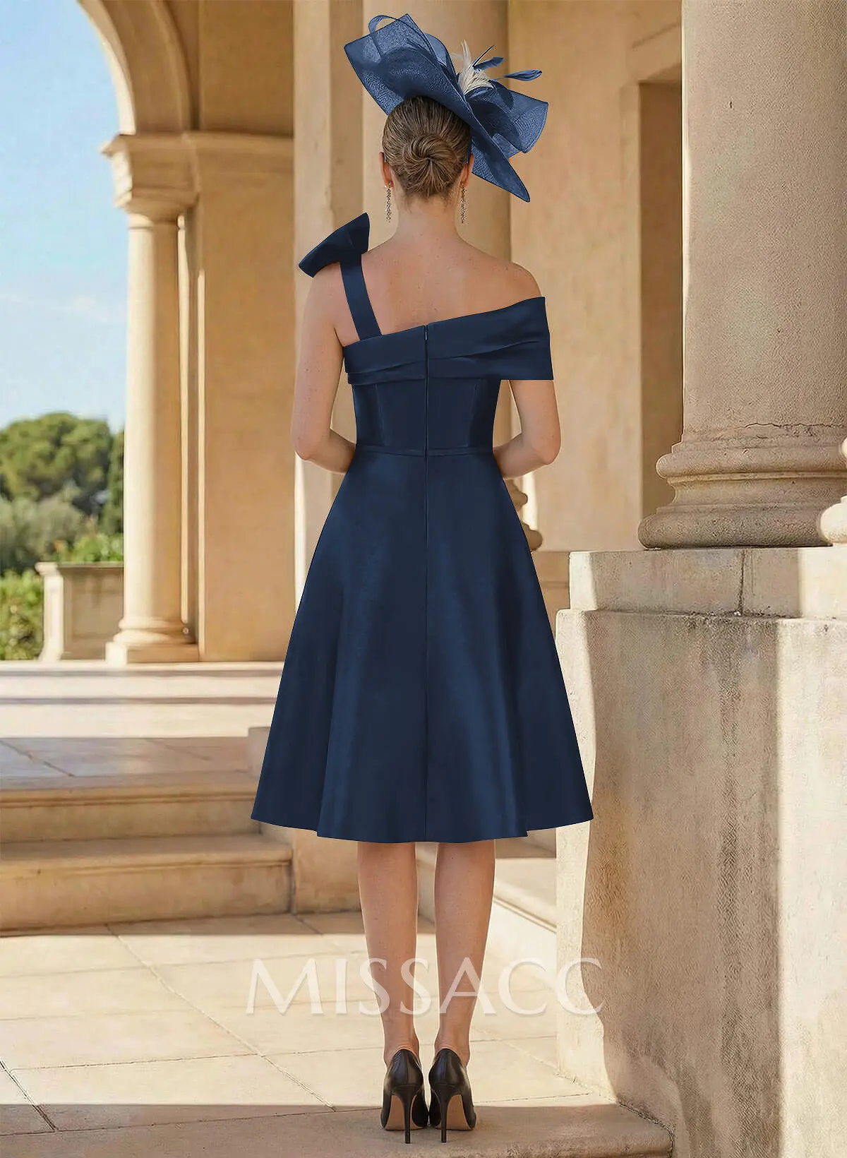 a line satin dress knee length Elegant Bateau A Line Satin Knee-length Wedding Dress, Diamond White / 6