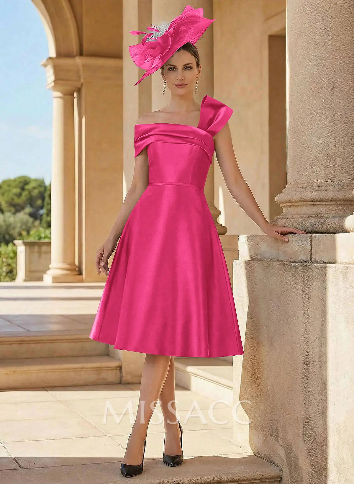 Simple Satin A-Line Knee-Length Cocktail Dresses - Missacc Simple Satin A-Line Knee-Length Cocktail Dresses - Missacc