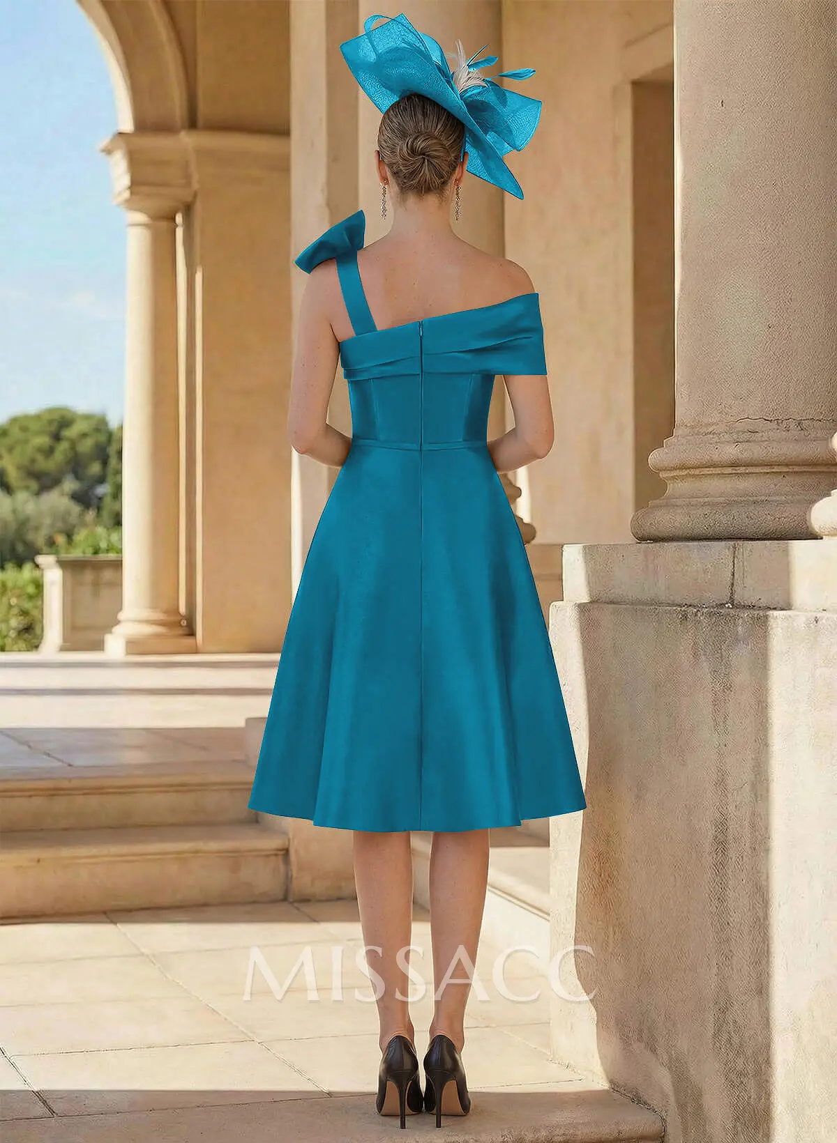 Missacc Vermilion Cocktail Dresses Simple Satin A-Line Knee-Length Cocktail Dresses